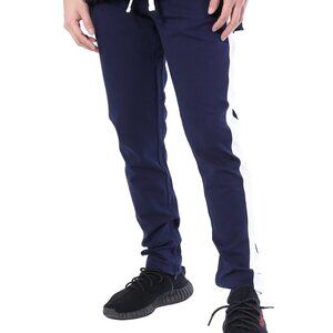 Victorious Men's Ankle Zippered Slim Fit Track Pants NavyWhite